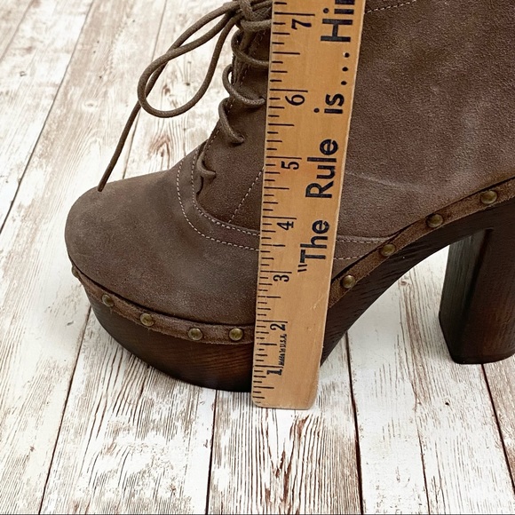 Steve Madden “CINNDI” Taupe Lace Up Platform Clog Ankle Boots Size 7 - Picture 9 of 16